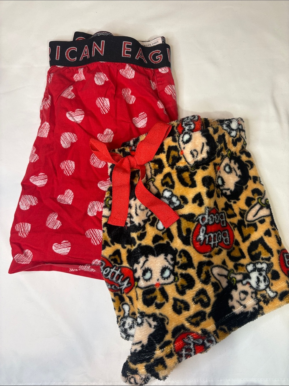Heart Print Lounge Shorts Pajama Bundle AE Hearts Betty Boop Leopard Two Pack ❣️